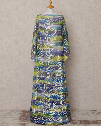 قماش ديراك شيفون حريري صومالي تقليدي أزرق أخضر بنفسجي مع لوركس معدني، 3.5 متر، عرض 140 سم، صنع في كوريا الجنوبية - D25049