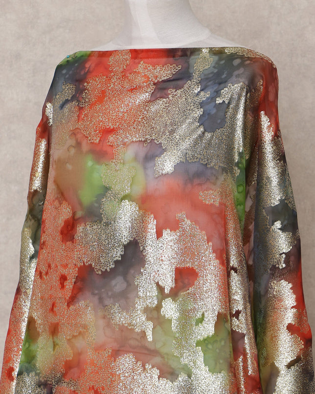 Multicolor Traditional Somali Silk Chiffon Dirac Fabric with Metallic Lurex, 3.5 Mtrs, Width 140 Cms, Made in South Korea-D25051 Regal Fabrics