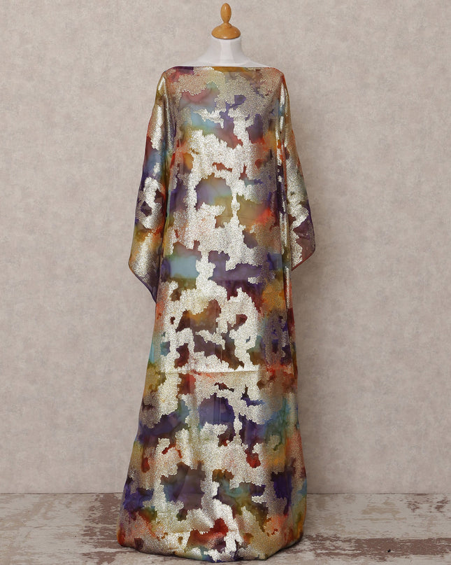 Multicolor Traditional Somali Silk Chiffon Dirac Fabric with Metallic Lurex, 3.5 Mtrs, Width 140 Cms, Made in South Korea-D25052 Regal Fabrics