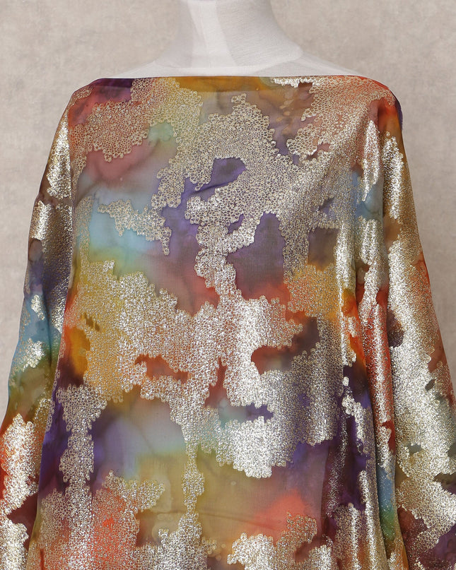 Multicolor Traditional Somali Silk Chiffon Dirac Fabric with Metallic Lurex, 3.5 Mtrs, Width 140 Cms, Made in South Korea-D25052 Regal Fabrics