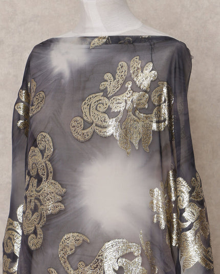Black Traditional Somali Silk Chiffon Dirac Fabric with Metallic Lurex, 3.5 Mtrs, Width 140 Cms, Made in South Korea-D25056