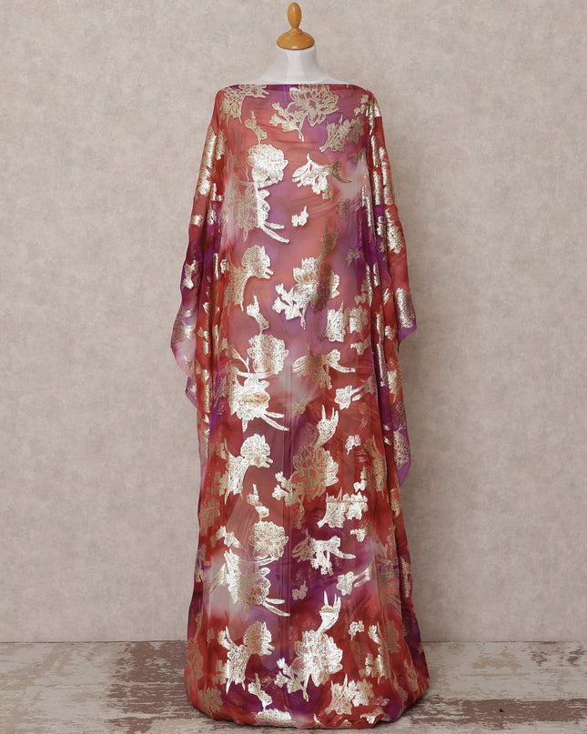 Red Traditional Somali Silk Chiffon Dirac Fabric with Metallic Lurex, 3.5 Mtrs, Width 140 Cms, Made in South Korea-D25057 Regal Fabrics