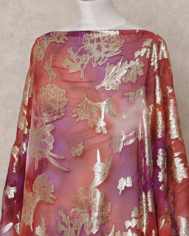 Red Traditional Somali Silk Chiffon Dirac Fabric with Metallic Lurex, 3.5 Mtrs, Width 140 Cms, Made in South Korea-D25057 Regal Fabrics
