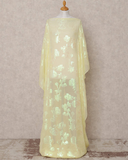 قماش ديراك شيفون حرير صومالي تقليدي أصفر مع لوركس معدني، 3.5 متر، عرض 140 سم، صنع في كوريا الجنوبية - D25058