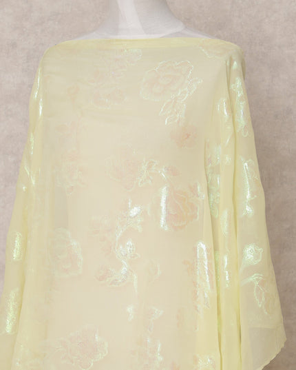 قماش ديراك شيفون حرير صومالي تقليدي أصفر مع لوركس معدني، 3.5 متر، عرض 140 سم، صنع في كوريا الجنوبية - D25058