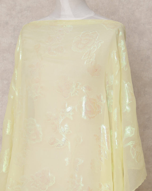 قماش ديراك شيفون حرير صومالي تقليدي أصفر مع لوركس معدني، 3.5 متر، عرض 140 سم، صنع في كوريا الجنوبية - D25058