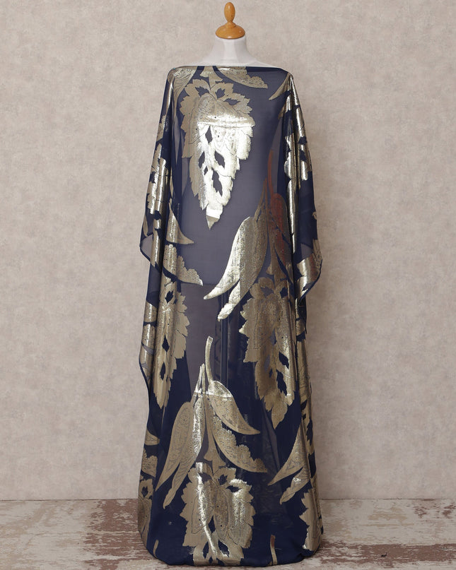 Navy Blue Traditional Somali Silk Chiffon Dirac Fabric with Metallic Lurex, 3.5 Mtrs, Width 140 Cms, Made in South Korea-D25060 Regal Fabrics