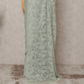 ساري فرنسي فاخر باللون الأخضر الباستيل من الدانتيل الشانتيلي المعدني، بطول 5.5 متر وعرض 110 سم، مستورد من فرنسا - D25416