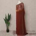 Maroon Premium Pure Silk Chiffon Saree with Stone Work, 5.5 Mtrs with 110 Cms Width, Imported from South Korea-D25437