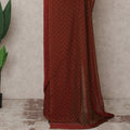 Maroon Premium Pure Silk Chiffon Saree with Stone Work, 5.5 Mtrs with 110 Cms Width, Imported from South Korea-D25437