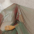 Olive Green Premium Pure Silk Chiffon Saree with Stone Work, 5.5 Mtrs with 110 Cms Width, Imported from South Korea-D25438