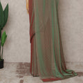 Olive Green Premium Pure Silk Chiffon Saree with Stone Work, 5.5 Mtrs with 110 Cms Width, Imported from South Korea-D25438