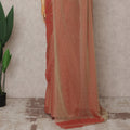 Peach Premium Pure Silk Chiffon Saree with Stone Work, 5.5 Mtrs with 110 Cms Width, Imported from South Korea-D25439