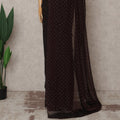 Chocolate Brown Premium Pure Silk Chiffon Saree with Stone Work, 5.5 Mtrs with 110 Cms Width, Imported from South Korea-D25440