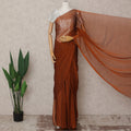 Rust Premium Pure Silk Chiffon Saree with Stone Work, 5.5 Mtrs with 110 Cms Width, Imported from South Korea-D25442
