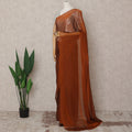 Rust Premium Pure Silk Chiffon Saree with Stone Work, 5.5 Mtrs with 110 Cms Width, Imported from South Korea-D25442
