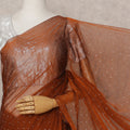 Rust Premium Pure Silk Chiffon Saree with Stone Work, 5.5 Mtrs with 110 Cms Width, Imported from South Korea-D25442