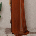 Rust Premium Pure Silk Chiffon Saree with Stone Work, 5.5 Mtrs with 110 Cms Width, Imported from South Korea-D25442