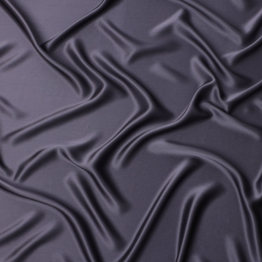 Charcoal Grey Premium Plain Pure Silk Satin Fabric, 110 Cms Width, Made in China-D26118
