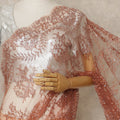 Copper Rose Premium French Metallic Chantilly Saree Lace with Stone Work 5.5 Mtrs Length, Width 110 Cms and Made in France-D27172