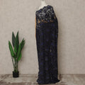Midnight Black Premium French Chantilly Saree Lace with Stone Work 5.5 Mtrs Length, Width 110 Cms and Made in France-D27179