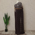 Wine Black Premium French Chantilly Saree Lace with Stone Work 5.5 Mtrs Length, Width 110 Cms and Made in France-D27180