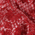 Red Floral Embroidered Synthetic Lace Fabric 140 Cms From China-D27256