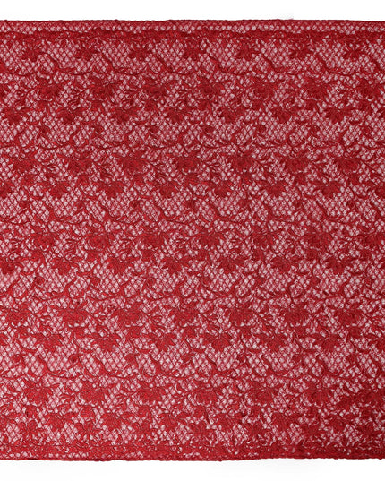Red Floral Embroidered Synthetic Lace Fabric 140 Cms From China-D27256