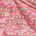 Pink Leaf Printed Cotton Lawn Fabric Soft Lightweight Floral Design Sewing Material 4.0 Meters Length 110 Cms Width India-D27643