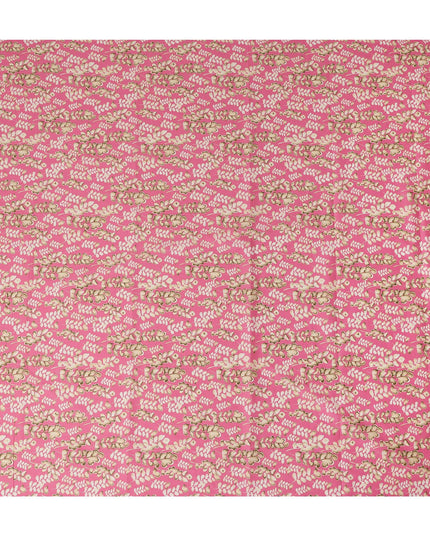 Pink Leaf Printed Cotton Lawn Fabric Soft Lightweight Floral Design Sewing Material 4.0 Meters Length 110 Cms Width India-D27643