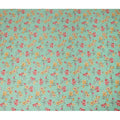 Mint Green Floral Printed Cotton Lawn Fabric All Over Blooming Flower Design Soft Dressmaking Material 4.0 Meters Length 110 Cms Width India-D27651