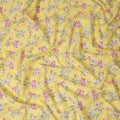 Yellow Floral Printed Cotton Lawn Fabric All Over Delicate Blooming Flower Design Soft Dressmaking Material 4.0 Meters Length 110 Cms Width India-D27652