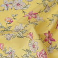 Yellow Floral Printed Cotton Lawn Fabric All Over Delicate Blooming Flower Design Soft Dressmaking Material 4.0 Meters Length 110 Cms Width India-D27652