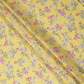 Yellow Floral Printed Cotton Lawn Fabric All Over Delicate Blooming Flower Design Soft Dressmaking Material 4.0 Meters Length 110 Cms Width India-D27652