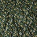 Dark Green Floral Printed Cotton Lawn Fabric All Over Wildflower Garden Design Soft Dressmaking Material 4.0 Meters Length 110 Cms Width India-D27654