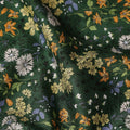 Dark Green Floral Printed Cotton Lawn Fabric All Over Wildflower Garden Design Soft Dressmaking Material 4.0 Meters Length 110 Cms Width India-D27654