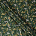 Dark Green Floral Printed Cotton Lawn Fabric All Over Wildflower Garden Design Soft Dressmaking Material 4.0 Meters Length 110 Cms Width India-D27654