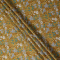 Mustard Brown Floral Printed Cotton Lawn Fabric All Over Vintage Wildflower Design Soft Dressmaking Material 4.0 Meters Length 110 Cms Width India-D27655