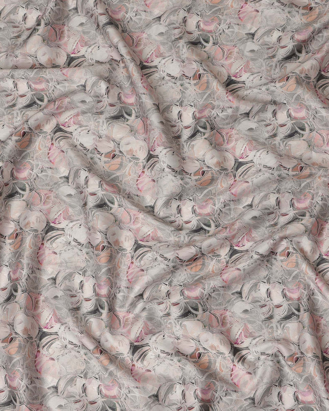 Light Grey Abstract Marble Printed Cotton Lawn Fabric All Over Swirl Pattern Soft Dressmaking Material 4.0 Meters Length 110 Cms Width India-D27658