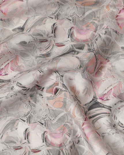 Light Grey Abstract Marble Printed Cotton Lawn Fabric All Over Swirl Pattern Soft Dressmaking Material 4.0 Meters Length 110 Cms Width India-D27658