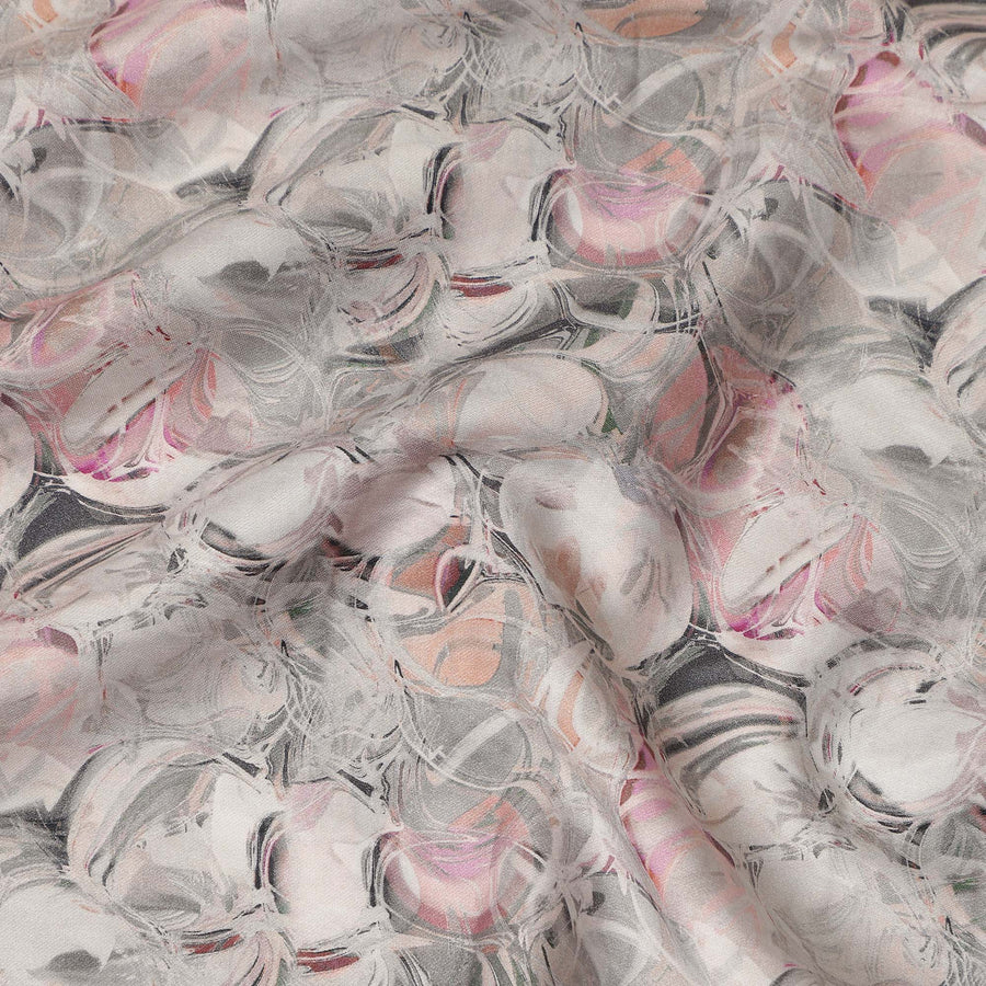 Light Grey Abstract Marble Printed Cotton Lawn Fabric All Over Swirl Pattern Soft Dressmaking Material 4.0 Meters Length 110 Cms Width India-D27658