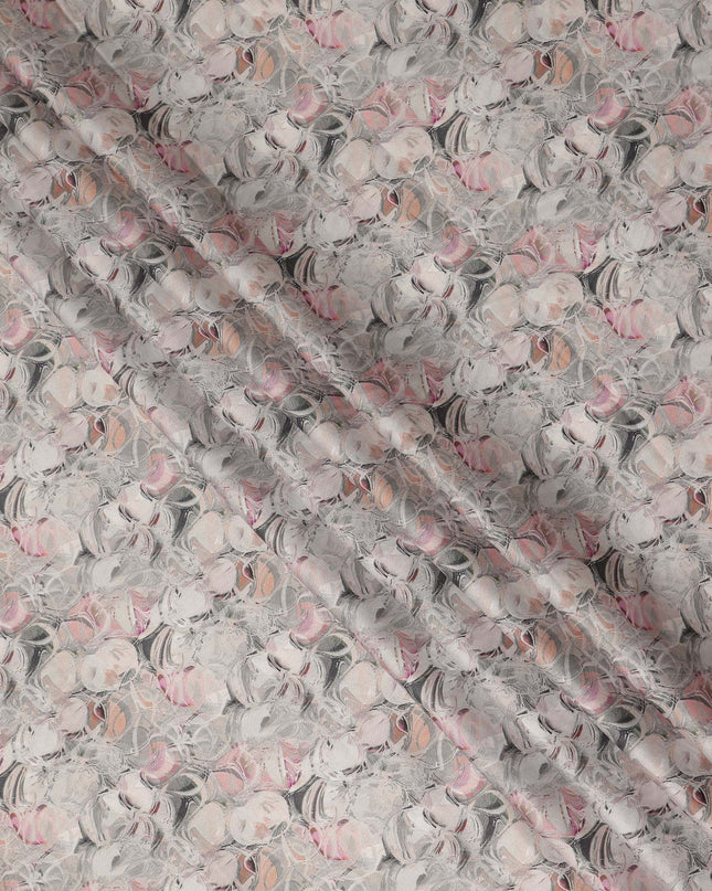 Light Grey Abstract Marble Printed Cotton Lawn Fabric All Over Swirl Pattern Soft Dressmaking Material 4.0 Meters Length 110 Cms Width India-D27658