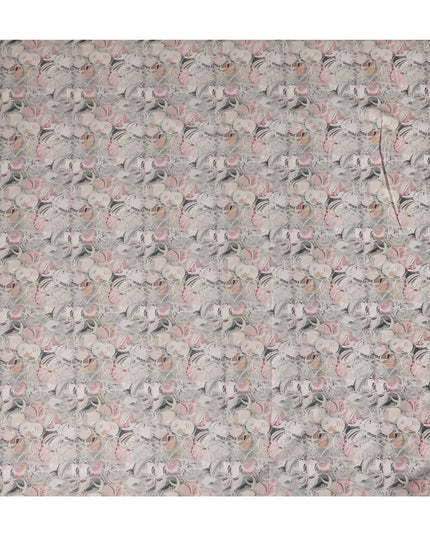 Light Grey Abstract Marble Printed Cotton Lawn Fabric All Over Swirl Pattern Soft Dressmaking Material 4.0 Meters Length 110 Cms Width India-D27658