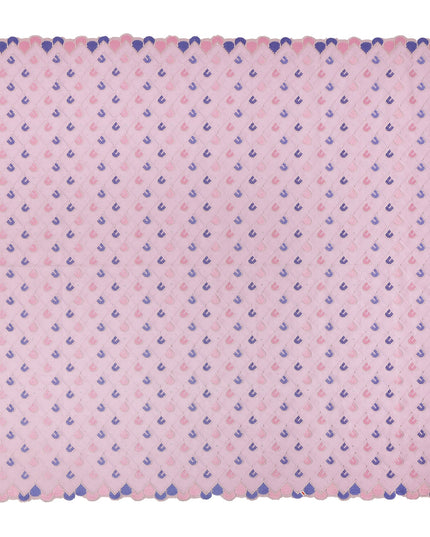 Baby Pink Geometric Embroidered Premium Traditional Sudanese Thobe Pure Cotton Voile Fabric with Stone Work 4.5 Mtrs Piece 140 Cms Width Switzerland Origin-D28543 - Regal Fabrics