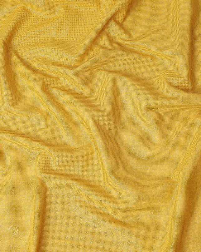 Mustard Yellow Subtle Textured Glitter Premium Traditional Sudanese Thobe Pure Cotton Voile Fabric 4.5 Mtrs Piece 140 Cms Width Switzerland Origin-D28546