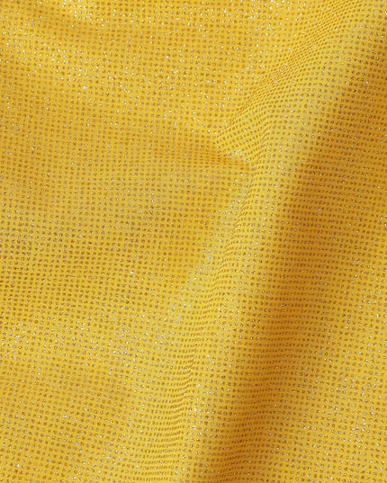 Mustard Yellow Subtle Textured Glitter Premium Traditional Sudanese Thobe Pure Cotton Voile Fabric 4.5 Mtrs Piece 140 Cms Width Switzerland Origin-D28546