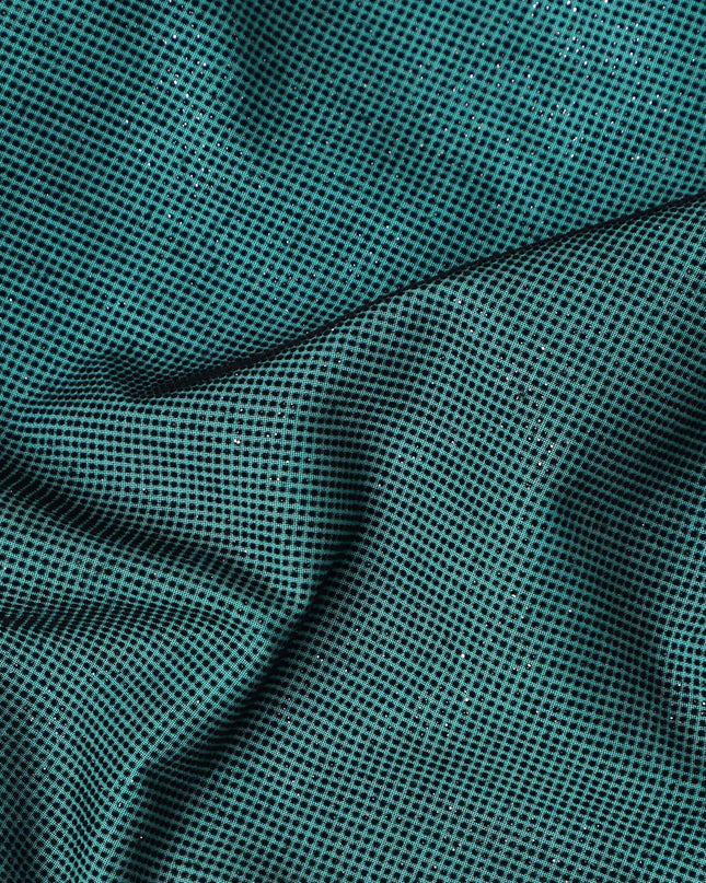 Teal Green Subtle Textured Glitter Premium Traditional Sudanese Thobe Pure Cotton Voile Fabric 4.5 Mtrs Piece 140 Cms Width Switzerland Origin-D28548