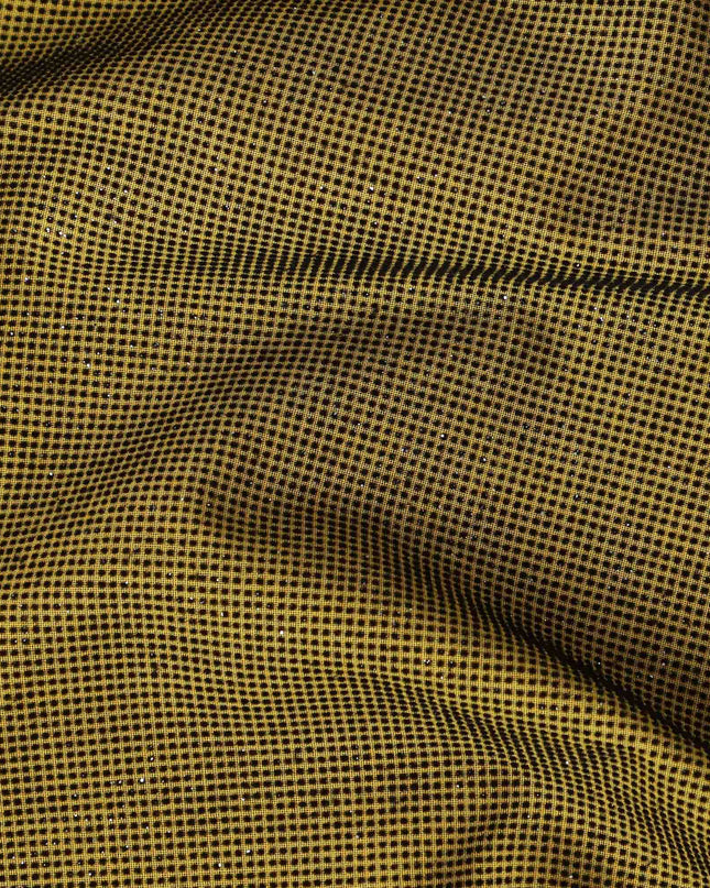 Golden Mustard Micro Textured Glitter Premium Traditional Sudanese Thobe Pure Cotton Voile Fabric 4.5 Mtrs Piece 140 Cms Width Switzerland Origin-D28550