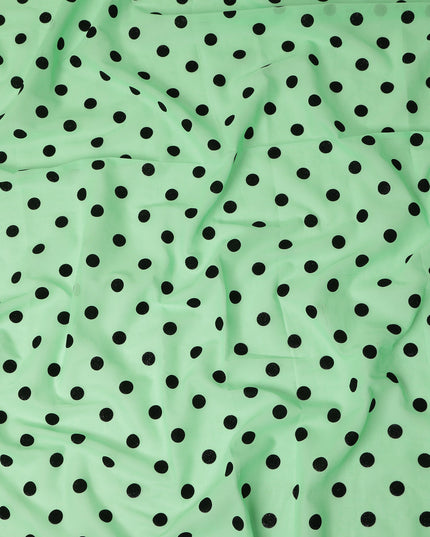 Mint Green Polka Dot Velvet Flock Premium Traditional Sudanese Thobe Pure Cotton Voile Fabric 4.5 Mtrs Piece 140 Cms Width Switzerland Origin-D28551