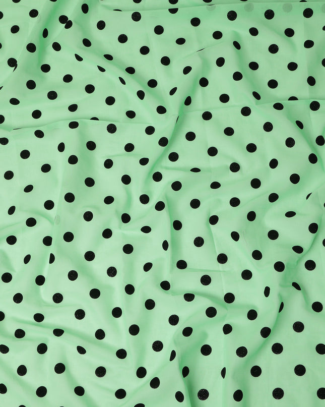 Mint Green Polka Dot Velvet Flock Premium Traditional Sudanese Thobe Pure Cotton Voile Fabric 4.5 Mtrs Piece 140 Cms Width Switzerland Origin-D28551